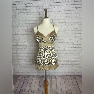 INC silk tank with tie back and adjustable straps. Size 10.